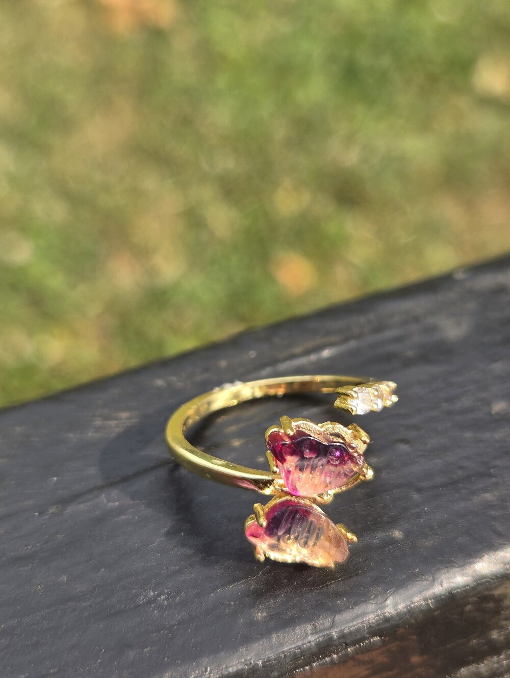 Fluorite Crystal Butterfly Ring